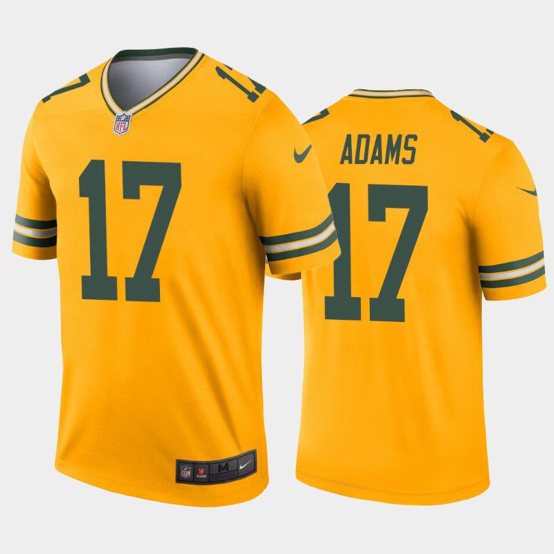 Men Green Bay Packers 17 Davante Adams Nike Yellow Inverted Legend NFL Jersey